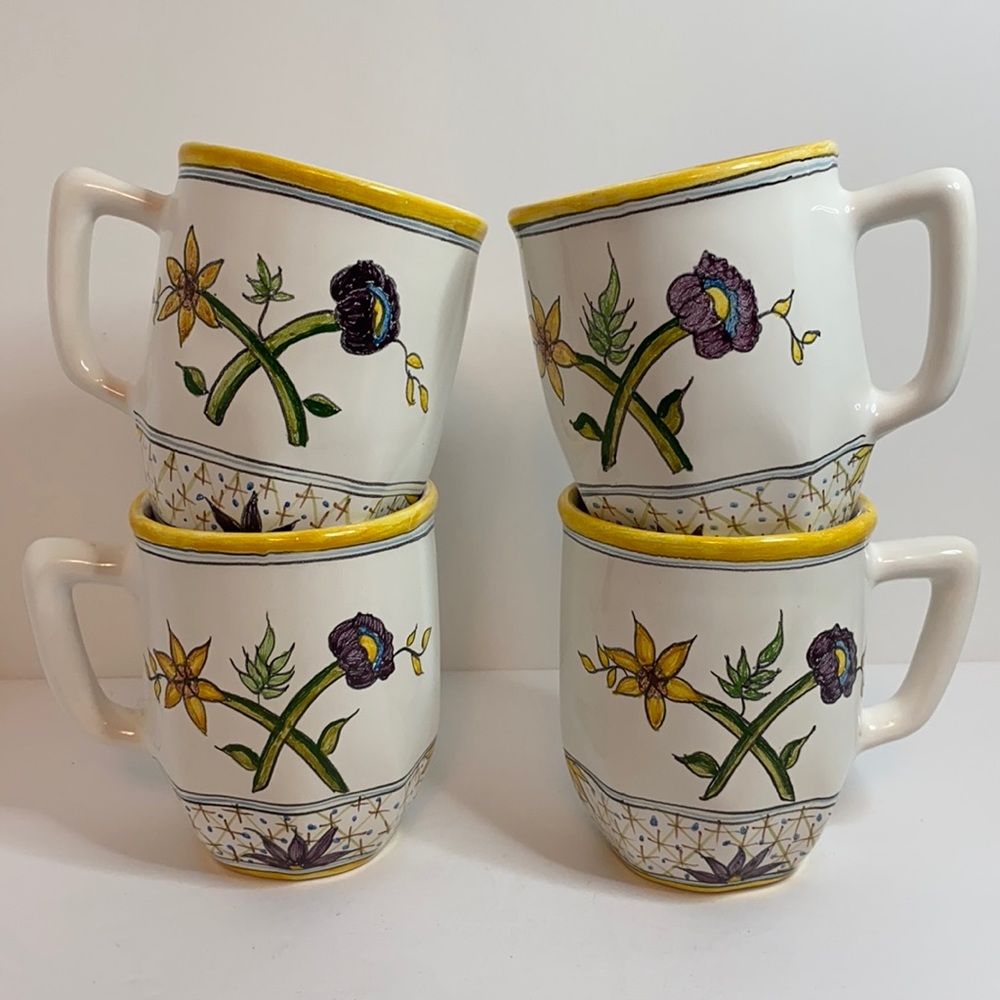 Vintage Hand Painted Ceramic Mugs Lis Ceramics Brasil